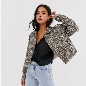 Free People Cheetah Print Cutoff Jacket Sz M